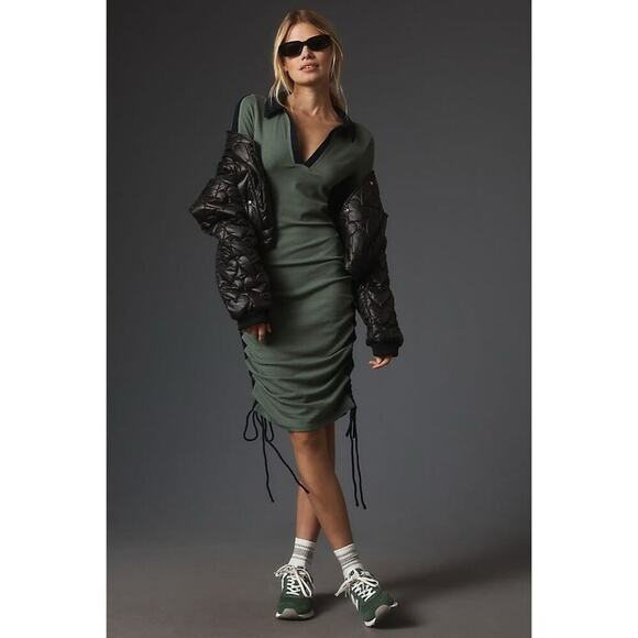 Daily Practice by Anthropologie Long-Sleeve Colourblock Polo Midi Dress Sz L - Picture 1 of 9